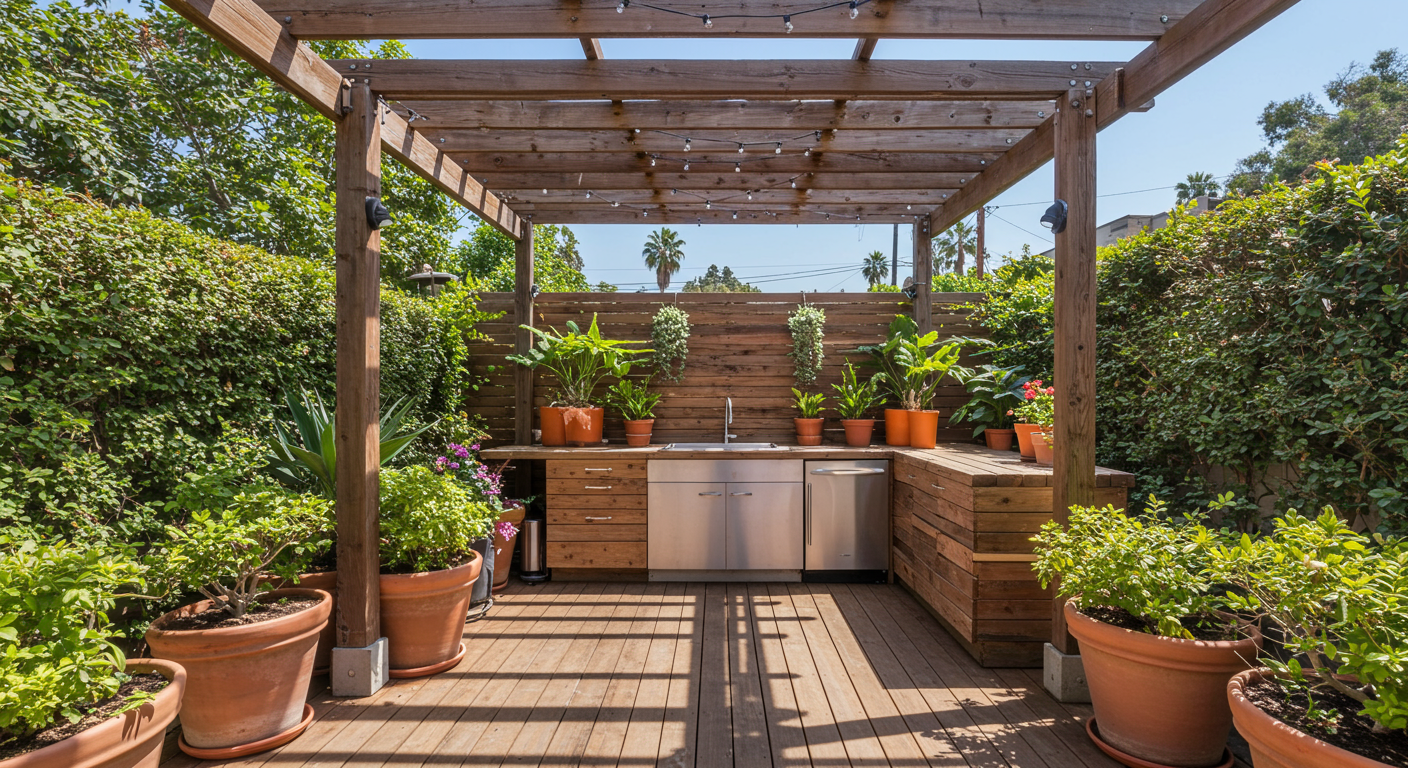 Modern Outdoor Deck Kitchen in Burbank